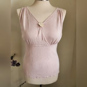ANN TAYLOR soft pink SILK top size small
